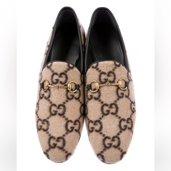 GUCCI Jordaan Wool 1955 Horsebit Accent Loafers, Size 39 - Picture 8 of 9